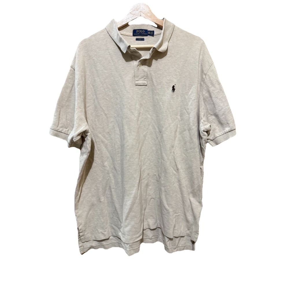 Ralph Lauren Polo Shirt Classic Mens 2XL XXL‎ White Blue Pony Logo Casual Preppy
